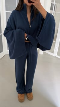Lacivert Yarasa Kol Hırka Beli Lastikli Pantolon İkili Triko Takım GAUS-02238GAUSTAKIMGAUS-02238