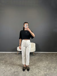 Beyaz Havuç Kesim Kemersiz Pantolon GausPANTOLONGU004451