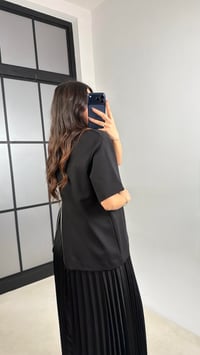 Siyah Ayarlanabilir Askılı Elbise Fermuarlı Tshirt Takıım GAUS-001156 GAUS-01157GAUSTAKIMGAUS-01157