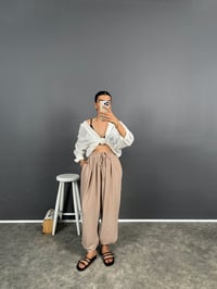 Funi Vizon Beli İpli Ayrobin Şalvar PantolonGausPANTOLONGU008630