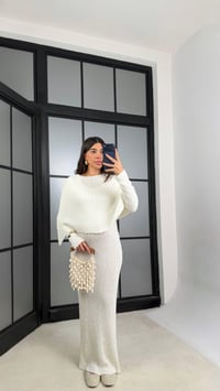 Ekru Elbise Pelerin Triko İkili Takım GAUS-01194GAUSELBİSEGAUS-01194