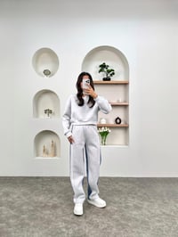 Loske Gri Denim Karışımlı Üç İplik Şardonlu V Yaka Üst Alt TakımGausTAKIMGU00903687