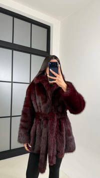 Bordo Astarlı Kuşaklı Premium Kürk GAUS-00649GAUSMONTGAUS-00649