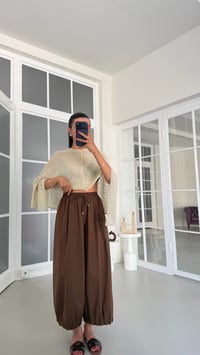 Kahve Beli Lastikli Cepli Poplin Kumaş Pantolon GAUS-01846GAUSPANTOLONGAUS-01846