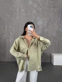 Yeşil Çizgili Oversize Gömlek Gaus0004GausGÖMLEKGU100987