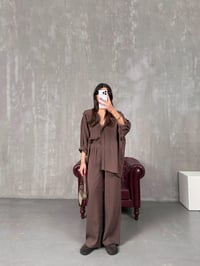 Malina Kahve Kırışık Tensel TakımGausTAKIMGU100584