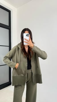 Haki Kapüşonlu Hırka Beli Lastikli Pantolon İkili Premium Takım GAUS-0075GAUSTAKIMGAUS-0075