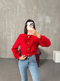 Suzi Kırmızı Tüvit Kısa CeketGausCEKETGU00903962