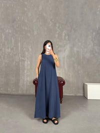 İndigo Cepli Tensel Kumaş Elbise Gaus00263GausELBİSEGU1001606