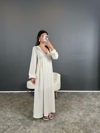 Sanya Gofre Astarlı Kuşaklı Uzun Elbise GausELBİSEGU004629