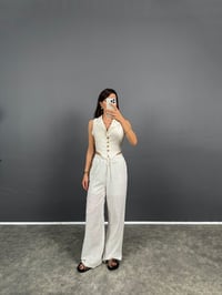 DK Beyaz Astarlı Keten Pantolon GausPANTOLONGU008507