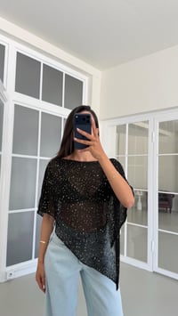 Siyah Pullu Asimetrik Yaka Triko Bluz GAUS-01700GAUSBlouseGAUS-01700