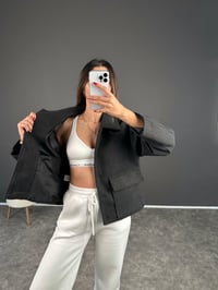 Premium Antrasit Gri Gold Düğmeli Kaşe CeketGausCEKETGU002448