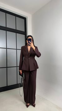Mürdüm Vatkalı Astarlı Ceket Beli Lastikli Pantolon Premium Takım GAUS-00982GAUSTAKIMGAUS-00982