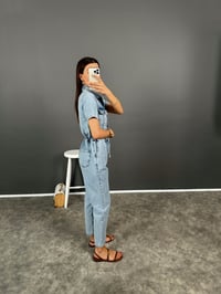 Valens Premium Denim Düğmeli Beli Lastikli Tulum GausTULUMGU008344