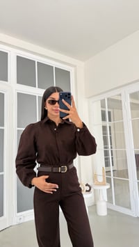 Acı Kahve Kemerli Premium Denim Tulum GAUS-02123GAUSJumpsuitsGAUS-02123