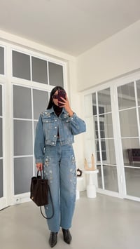 Mavi Taş İşlemeli İkili Denim Takım GAUS-02192GAUSTAKIMGAUS-02192