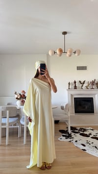 Sarı Bandanalı Tek Omuz Saten Elbise GAUS-01645GAUSELBİSEGAUS-01645