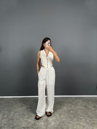 DK Beyaz Astarlı Keten Pantolon GausPANTOLONGU008507