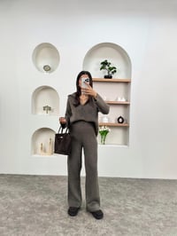 Fale Kahve Fermuarlı Üst Alt Triko TakımGausTAKIMGU00903606