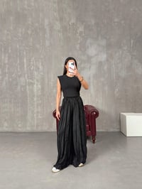 Helori Siyah Rahat Kırışık PantolonGausPANTOLONGU100553