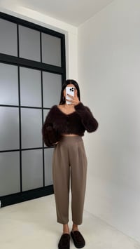 Kahve Beli Lastikli Modal Kumaş Şalvar Pantolon GAUS-00210GAUSPANTOLONGAUS-00210