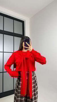 Kırmızı Şal Detaylı Triko Kazak GAUS-00862GAUSKAZAKGAUS-00862