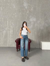 Lera Mavi Eskitme Wide Leg Jean GausDENİM PANTOLONGU100144