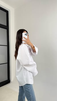 Beyaz Yarasa Kol Oversize Cep Detaylı Poplin Gömlek GAUS-0072GAUSGÖMLEKGAUS-0072