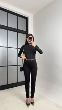 Siyah Kemerli Çımalı Tayt Pantolon GAUS-01025GAUSTAYTgaus-01025