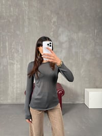 Antrasit Transparan Bisiklet Yaka TrikoGausTRİKOGU100340