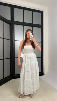 Beyaz Beli Lastikli Nakış Detaylı Astarlı Etek GAUS-01242GAUSETEKGAUS-01242