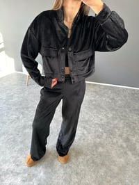Aliz Siyah Simli Kadife İkili Takım GausTAKIMGU002533