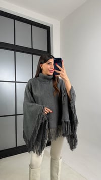 Antrasit Balıkçı Yaka Püskül Detaylı Panço Kazak GAUS-00953GAUSKAZAKGAUS-00953