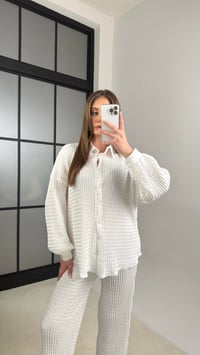 Beyaz Gömlek Beli Lastikli Pantolon İkili Bürümcük Takım GAUS-01089GAUSTAKIMGAUS-01089