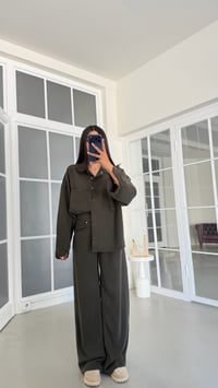 Haki Gömlek Pantolon İkili Premium Tencel Denim Takım GAUS-02099GAUSTAKIMGAUS-02099