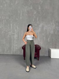 Vetra Haki Önden Bağlama Detaylı Havuç Model Şalvar PantolonGausPANTOLONGU100936