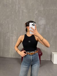 Siyah Taş Baskılı Sıfır Kol Tshirt Gaus00046GausTSHIRTGU1001096