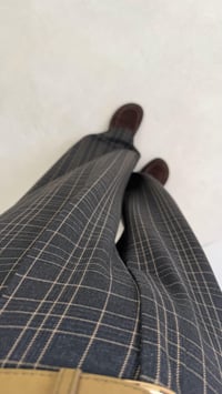 Füme Pile Detaylı Desenli Kumaş Pantolon GAUS-00911GAUSPANTOLONGAUS-00911