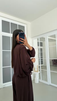 Kahve Vatkalı Bluz Beli Lastikli Cepli Şalvar Pantolon İkili Modal Takım GAUS-01868GAUSSuitsGAUS-01868