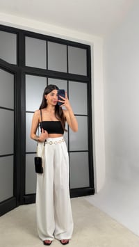 Ekru Gold Zincirli Kemer Muadil Tencel Pantolon GAUS-01556GAUSPANTOLONGAUS-01556