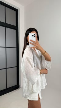 Beyaz Çiçek Desenli Tencel Gömlek Gaus00544GausGÖMLEKGU1002270