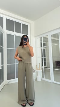 Haki Bluz Beli Lastikli Pantolon Yıkamalı Tencel Takım GAUS-01795GAUSSuitsGAUS-01795