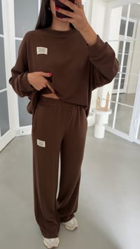 Kahve Kazak Beli Lastikli Pantolon İkili Selanik Kumaş Takım GAUS-02300GAUSTAKIMGAUS-02300