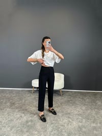 Siyah Havuç Kesim Kemersiz PantolonGausPANTOLONGU004452