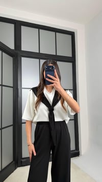 Siyah Şal Detaylı Basic Tshirt Beli Lastikli Pantolon İkili Eşofman Takımı GAUS-01284GAUSTAKIMGAUS-01284