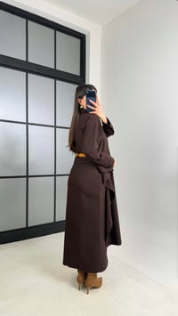 Acı Kahve Manşet Kol Yakası Şallı Gömlek Etek Muadil Takım GAUS-01053 GAUS-01102GAUSTAKIMGAUS-01102