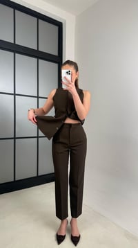 Acı Kahve Düğme Detaylı Yelek Pantolon İkili Premium Takım GAUS-00987GAUSTAKIMGAUS-00987