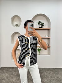 Loza Siyah Çizgili Düğmeli YelekGausYELEKGU00903467