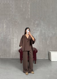 Acı Kahve Beli Lastikli Yelekli Tensel Takım Gaus00247GausTAKIMGU1001571